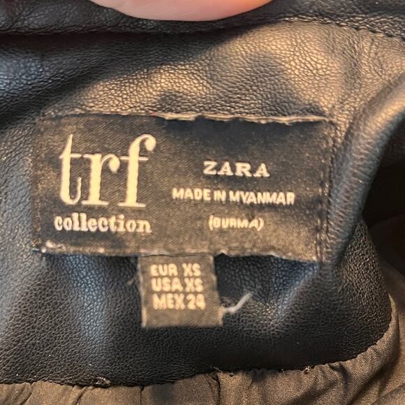 Zara Black Vegan Leather Biker Jacket XS - Picture 5 of 8